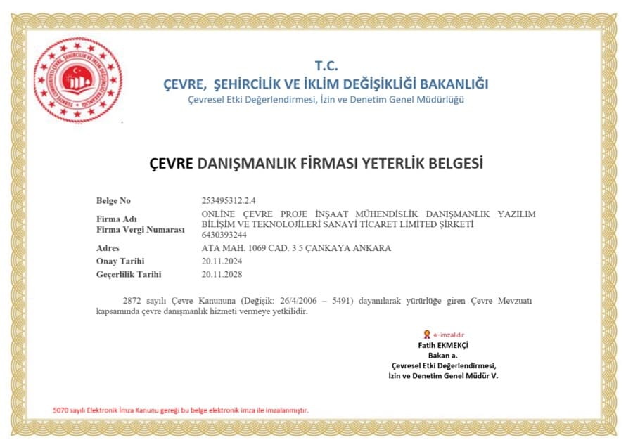 Çevre Danışmanlık Hizmetleri Yeterlilik Belgesi önizlemesi