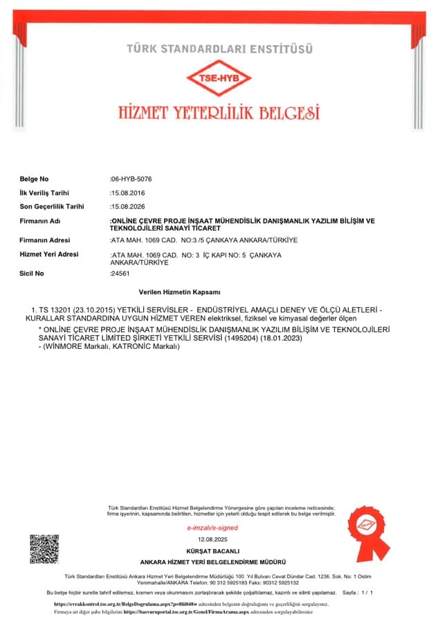 TSE Hizmet Yeterlilik Belgesi önizlemesi